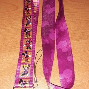 I1. Walt Disney World Mickey and Minnie Purple Lanyard with Metal Clip (1pc)